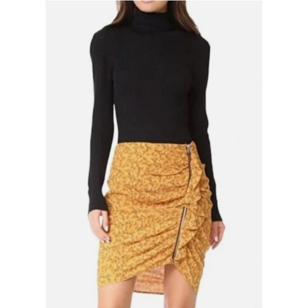 VERONICA BEARD Spencer Womens Size 2 Floral Ruched Ruffle Zipper Mini Skirt